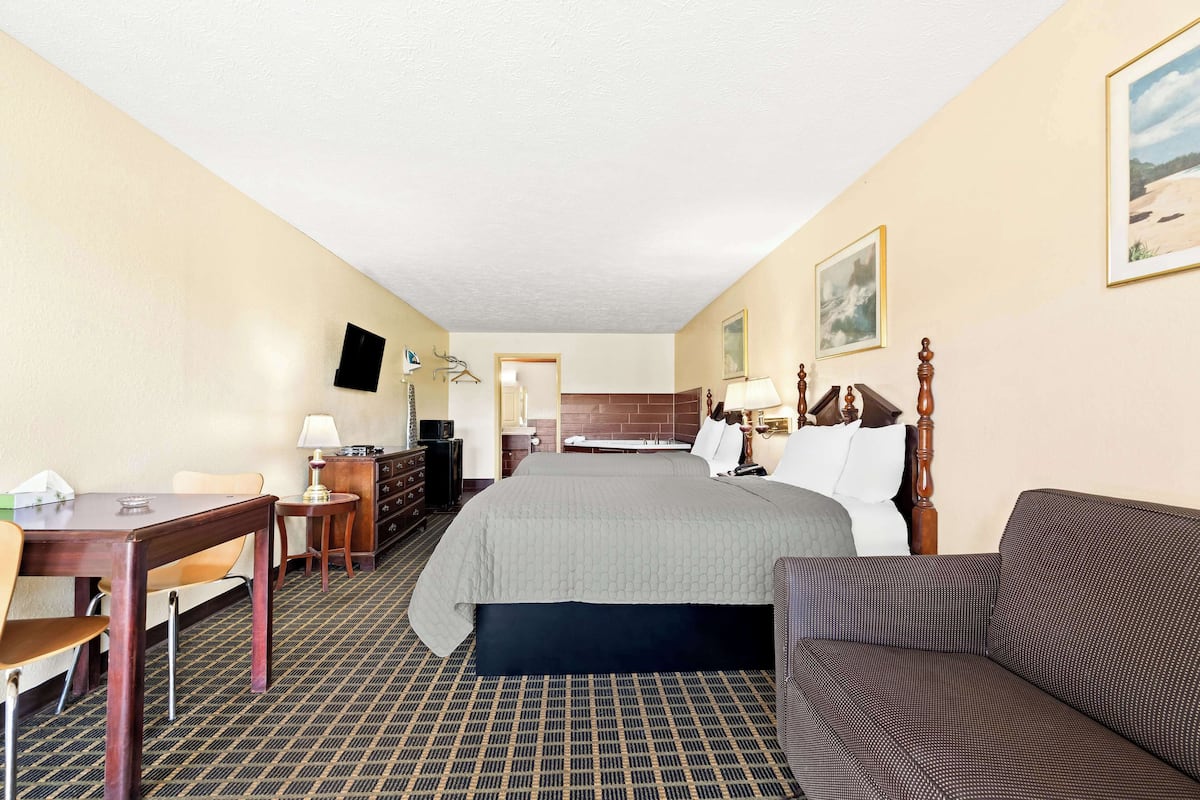 Room, 2 Double Beds | Blackout drapes, iron/ironing board, WiFi (free), bed sheets