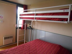 Desk, blackout curtains, soundproofing, iron/ironing board