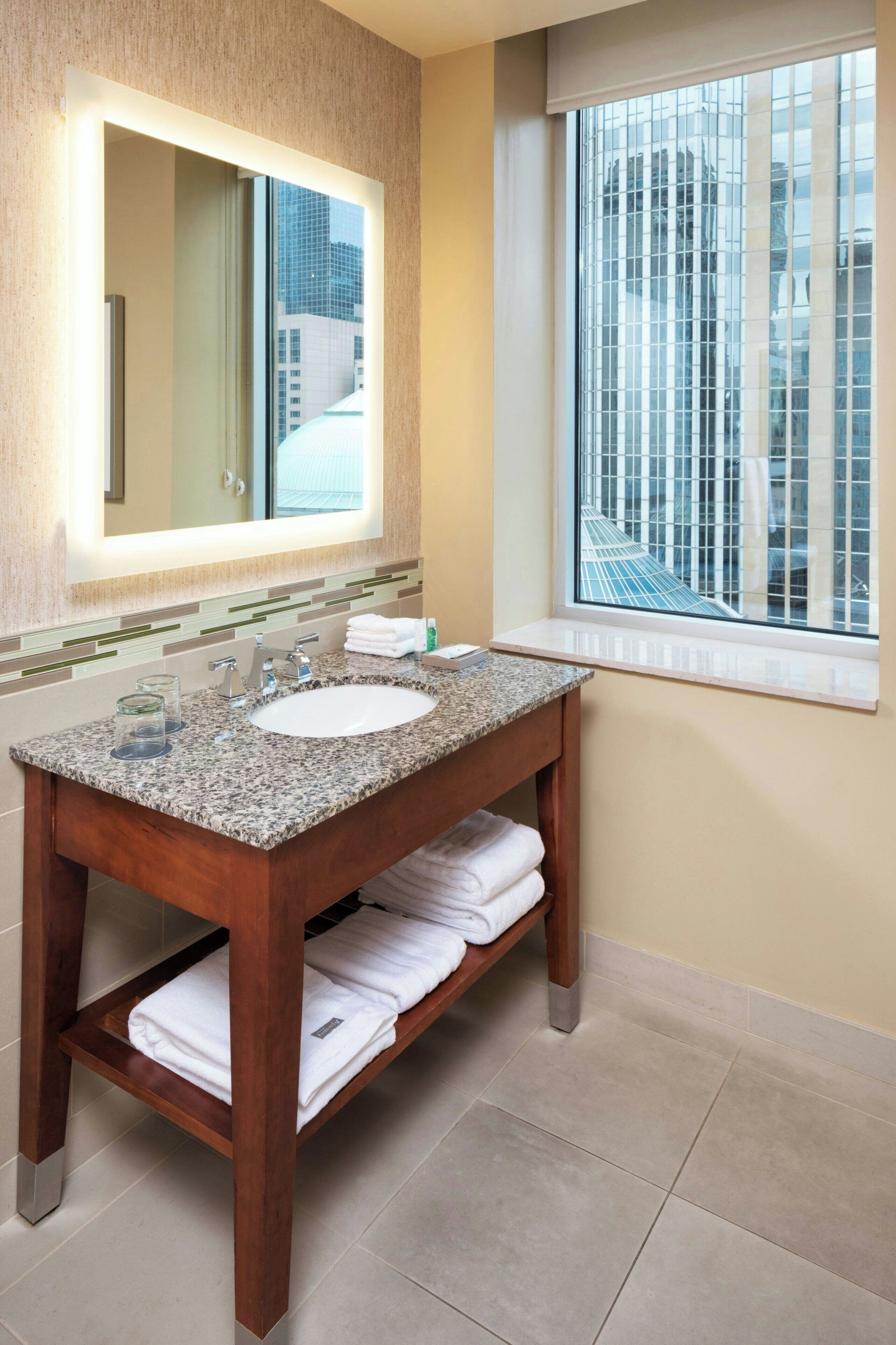 free toiletries, hair dryer, towels