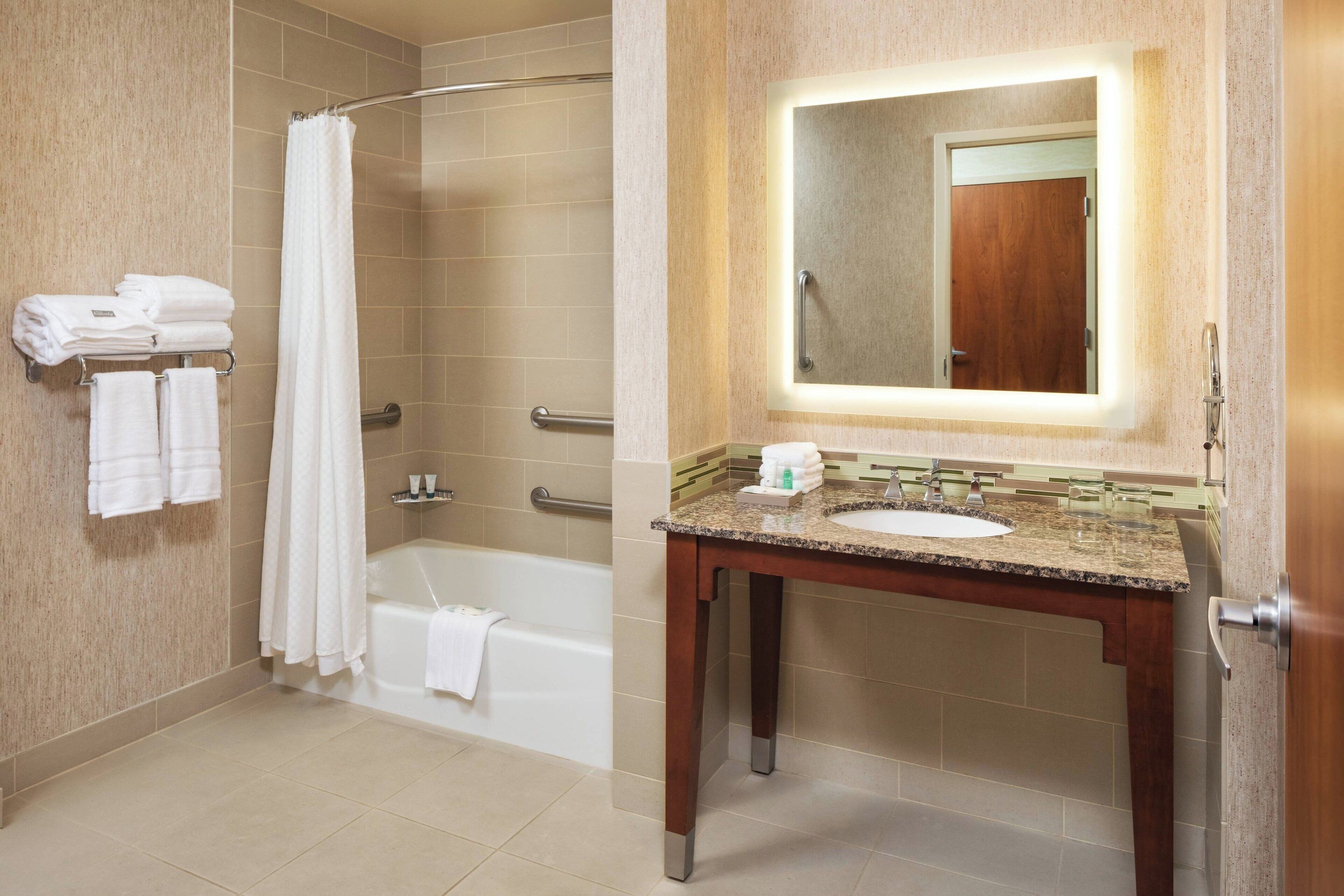 free toiletries, hair dryer, towels