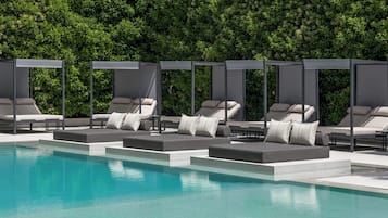 Outdoor pool, sun loungers