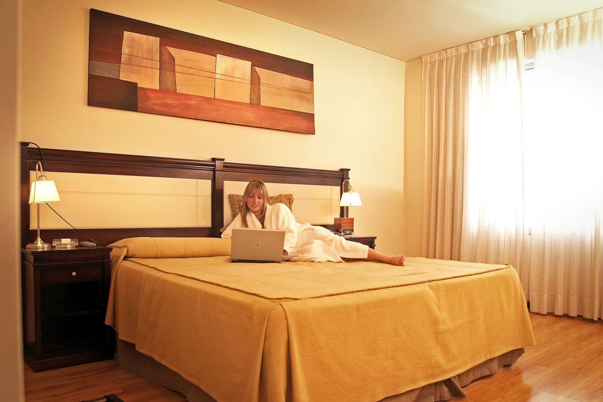 Premium bedding, down comforters, pillowtop beds, minibar