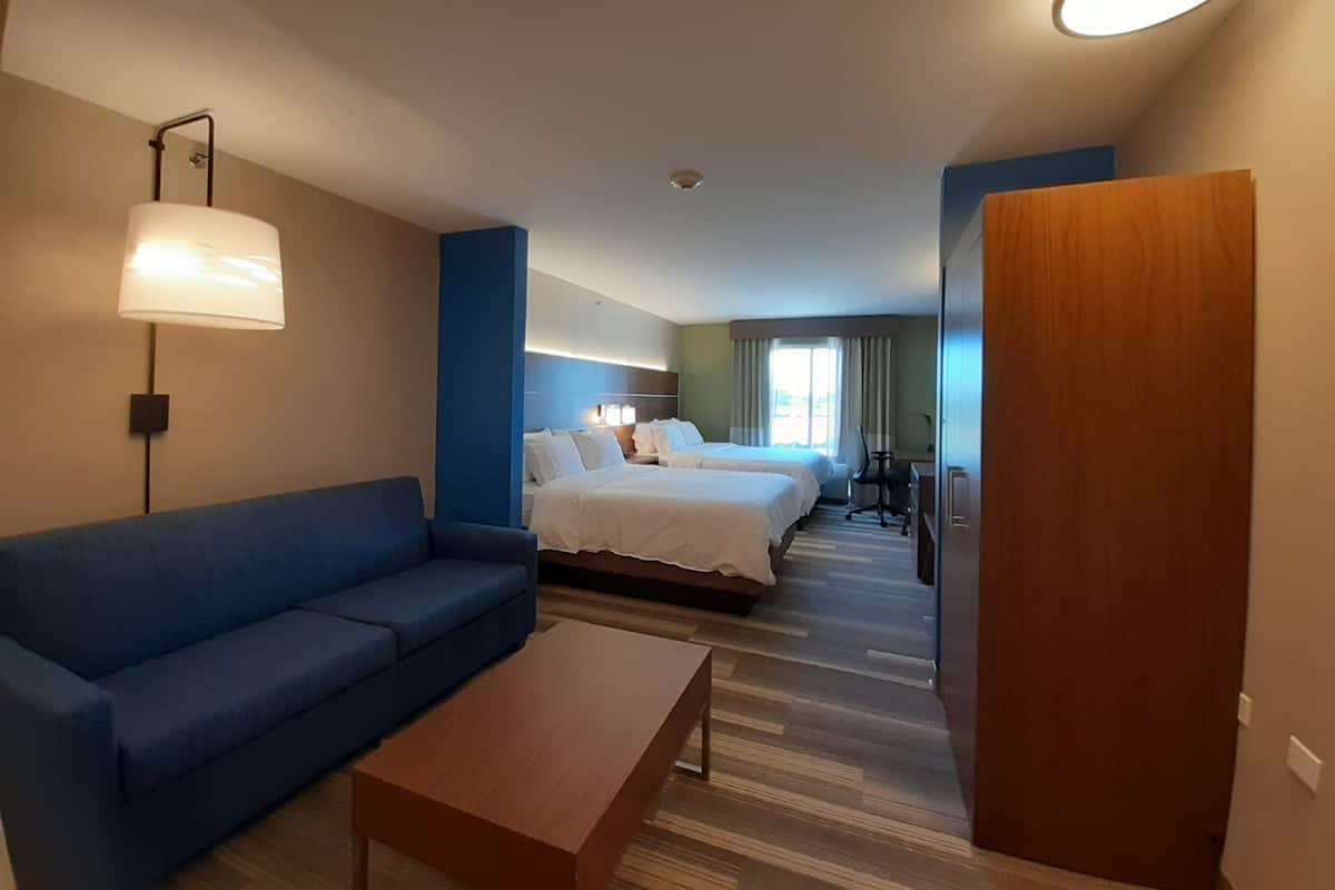 Suite, 2 Queen Beds | In-room safe, desk, iron/ironing board, free cots/infant beds