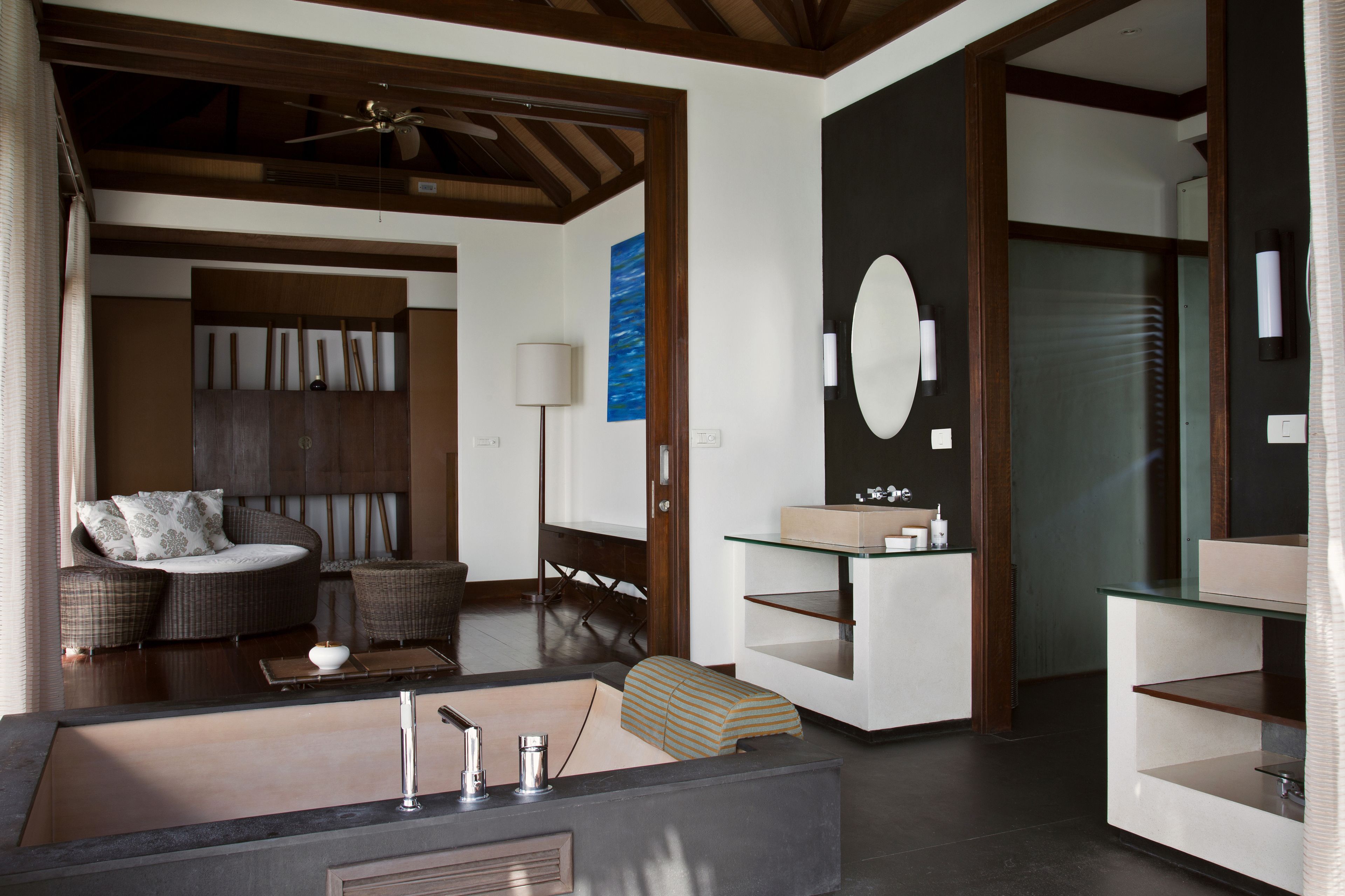 escape water villa with private pool | premium bedding, minibar, in-room safe, desk