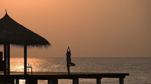 Private beach, white sand, sun loungers, beach umbrellas