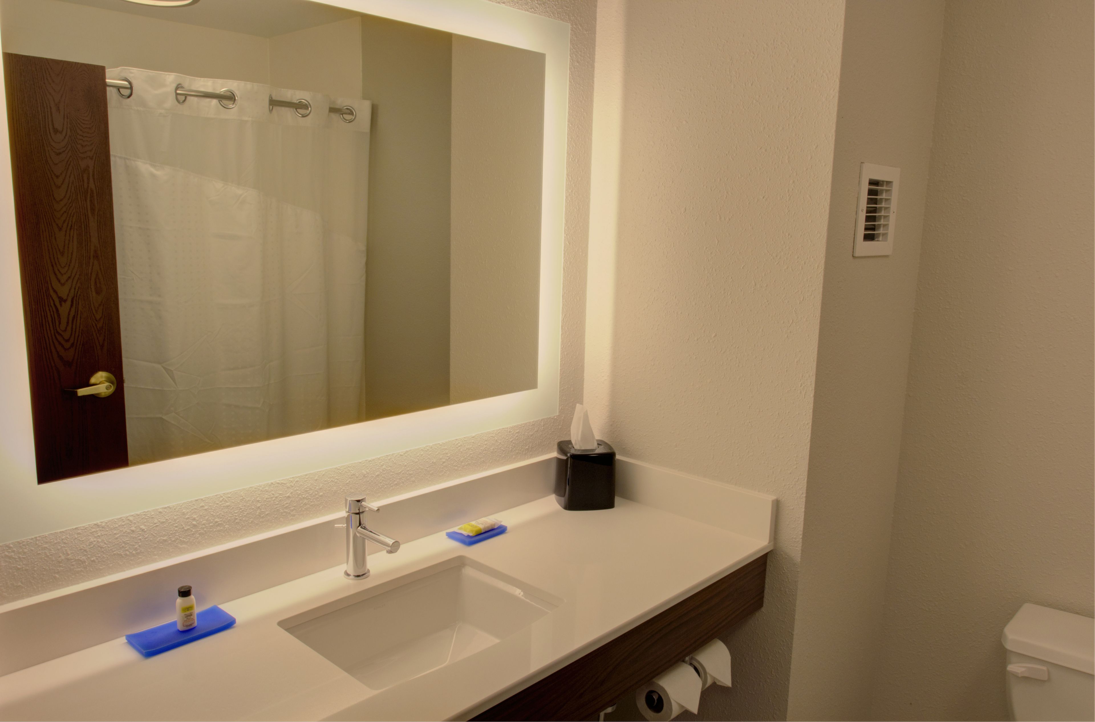 combined shower/bathtub, free toiletries, hair dryer, towels