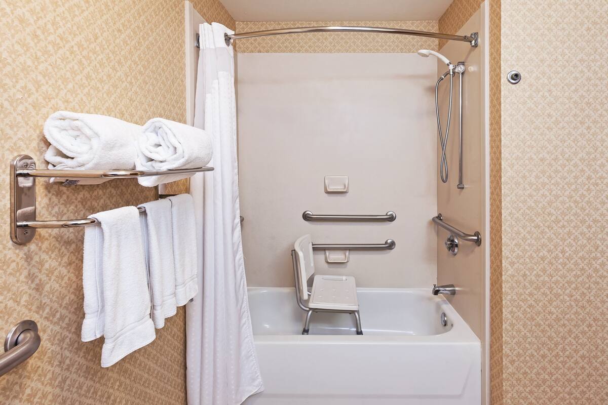 free toiletries, hair dryer, towels, soap