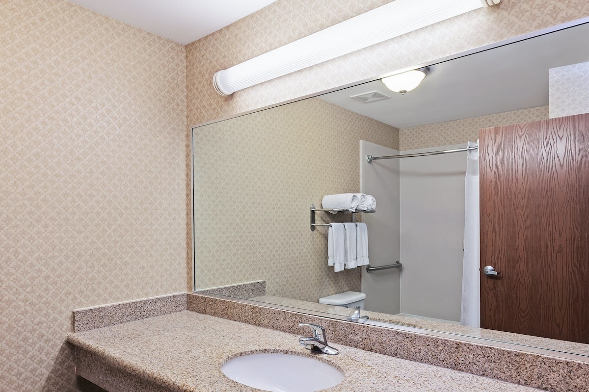 free toiletries, hair dryer, towels, soap