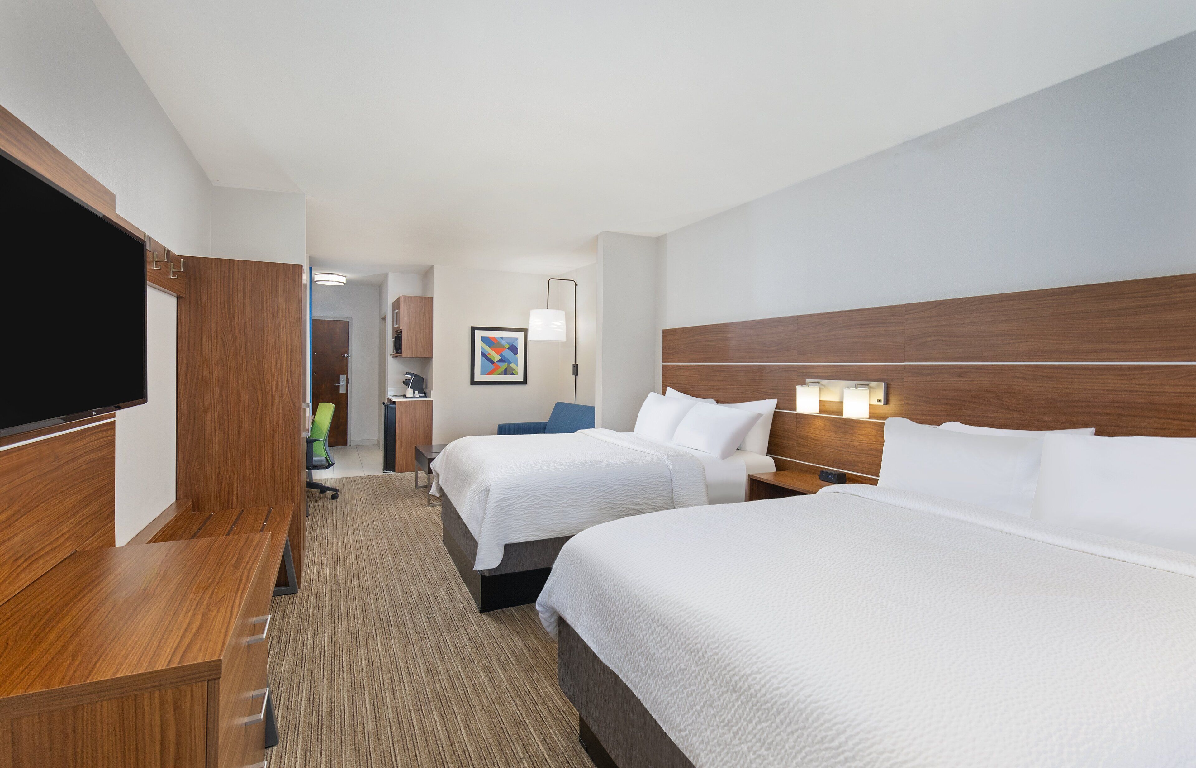 suite, 2 queen beds | in-room safe, desk, iron/ironing board, free cots/infant beds