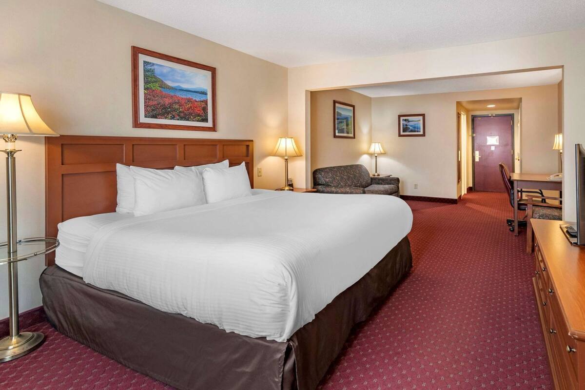 Premium bedding, down comforters, pillowtop beds, in-room safe