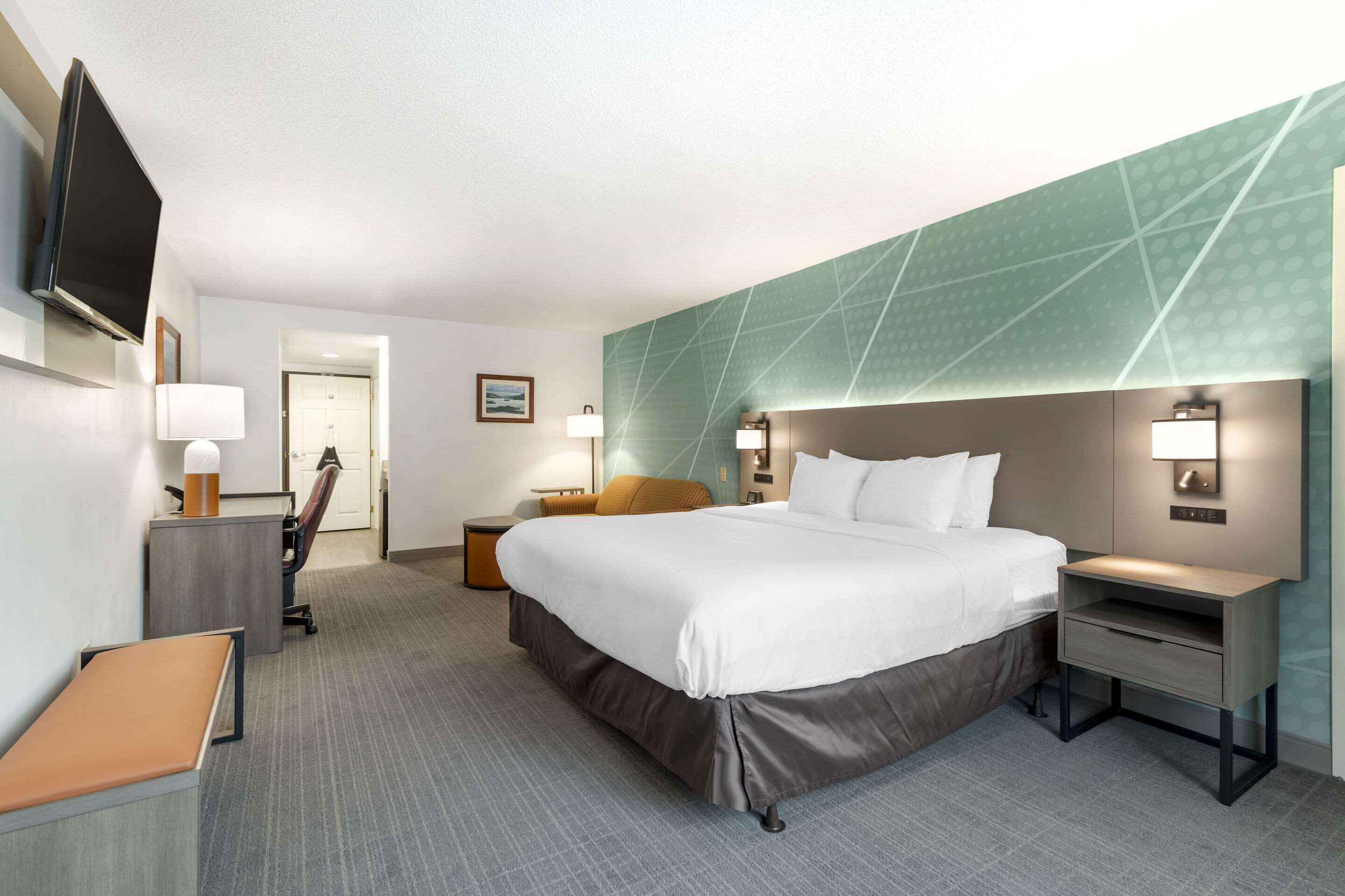 room, 1 king bed with sofa bed, accessible, non smoking (accessible tub) | premium bedding, pillow-top beds, in-room safe, desk