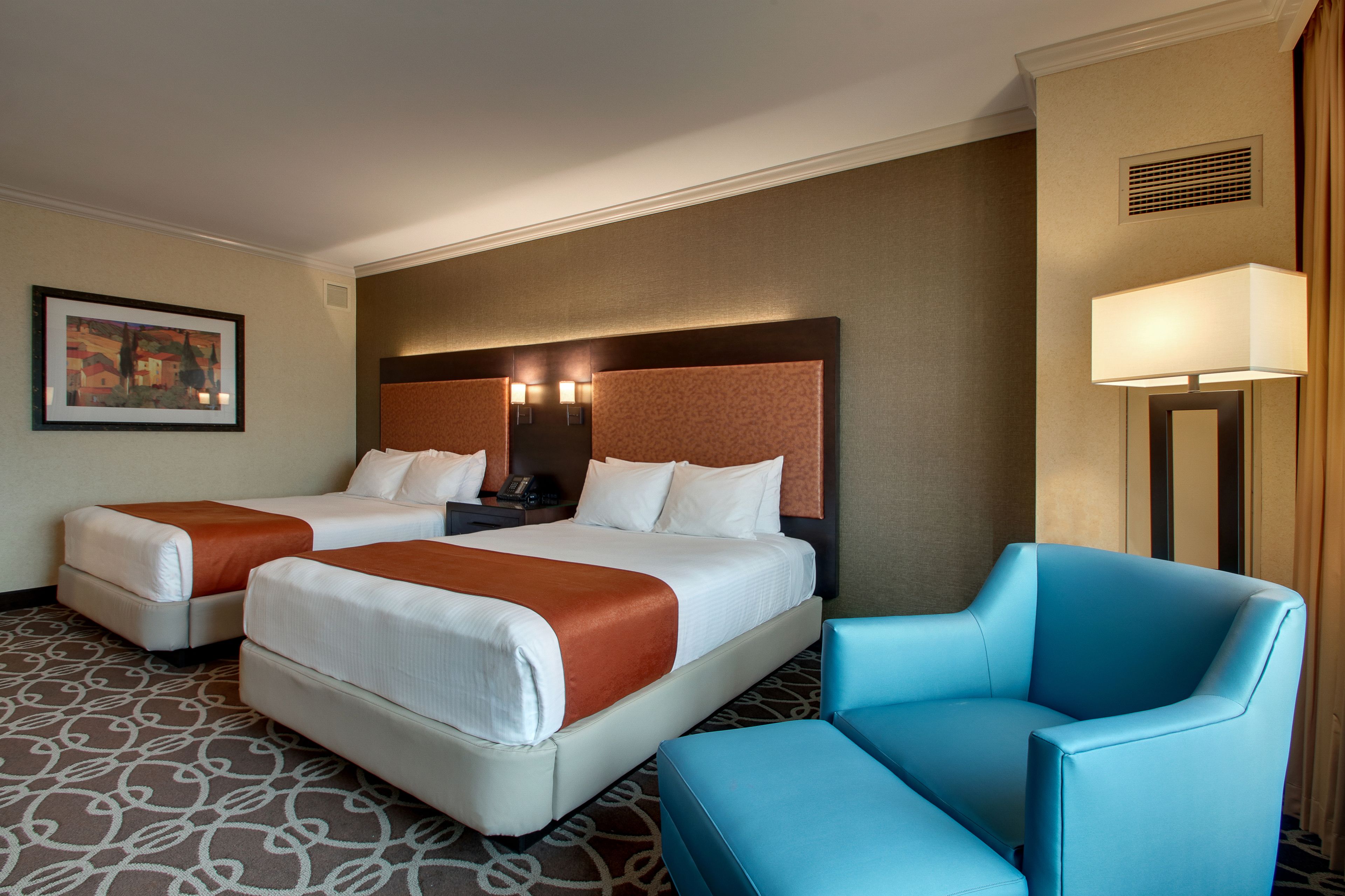 deluxe room, 2 queen beds | premium bedding, pillow-top beds, in-room safe, desk