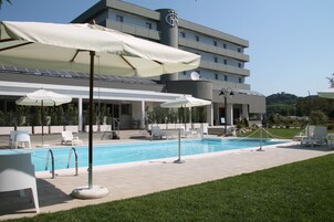Seasonal outdoor pool, open 9:00 AM to 6:30 PM, sun loungers