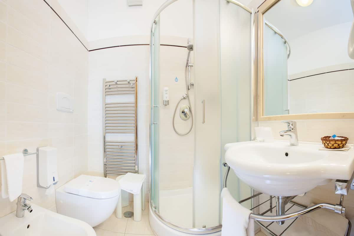 standard single room | bathroom | shower, free toiletries, hair dryer, bidet