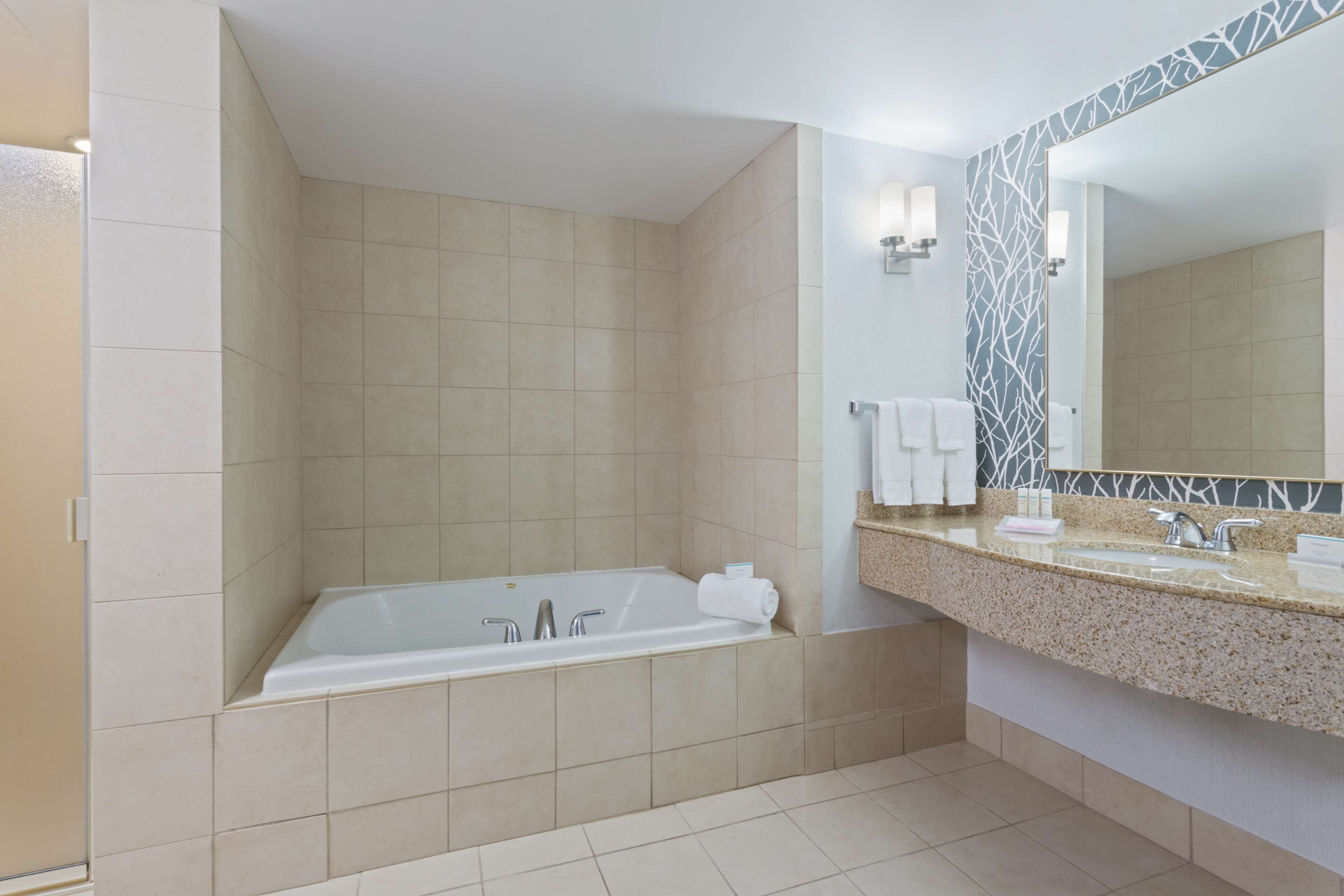 suite, 1 bedroom, jetted tub (1 king bed) | bathroom | free toiletries, hair dryer, towels