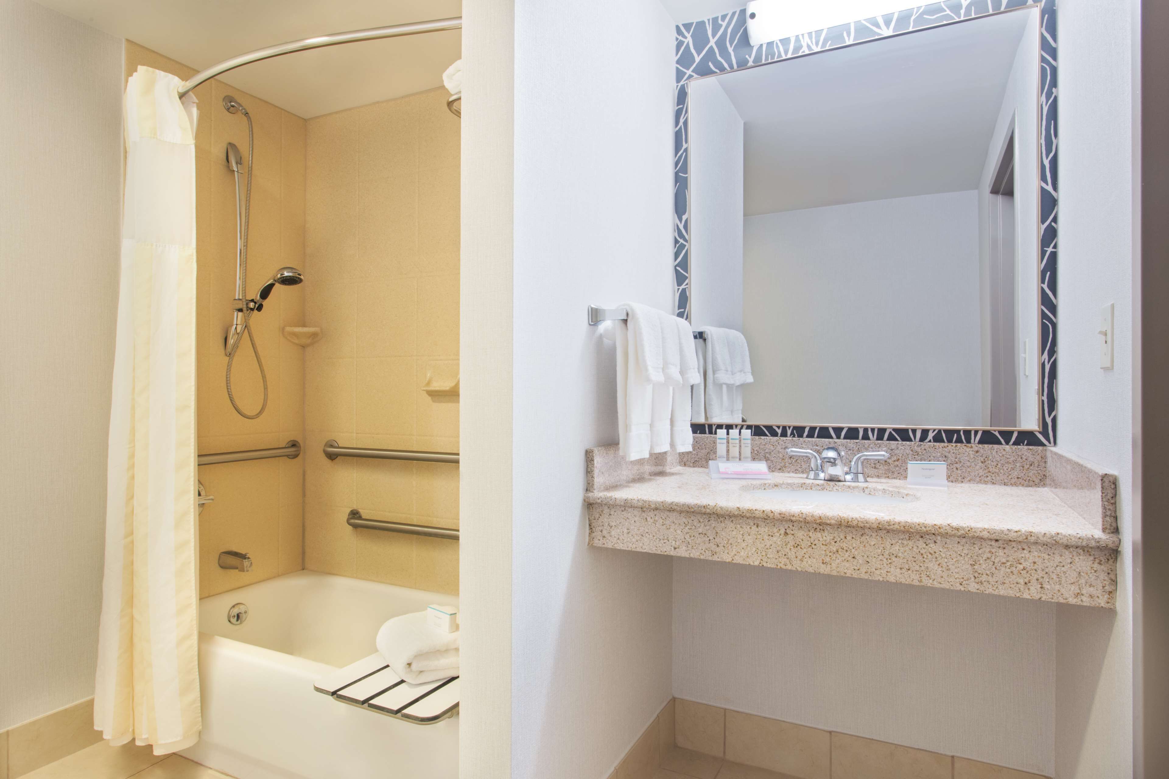 free toiletries, hair dryer, towels