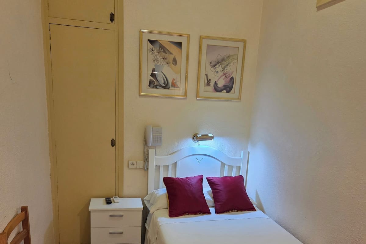 Habitación individual económica, baño compartido | Espacio para trabajar con un portátil, wifi gratis, ropa de cama