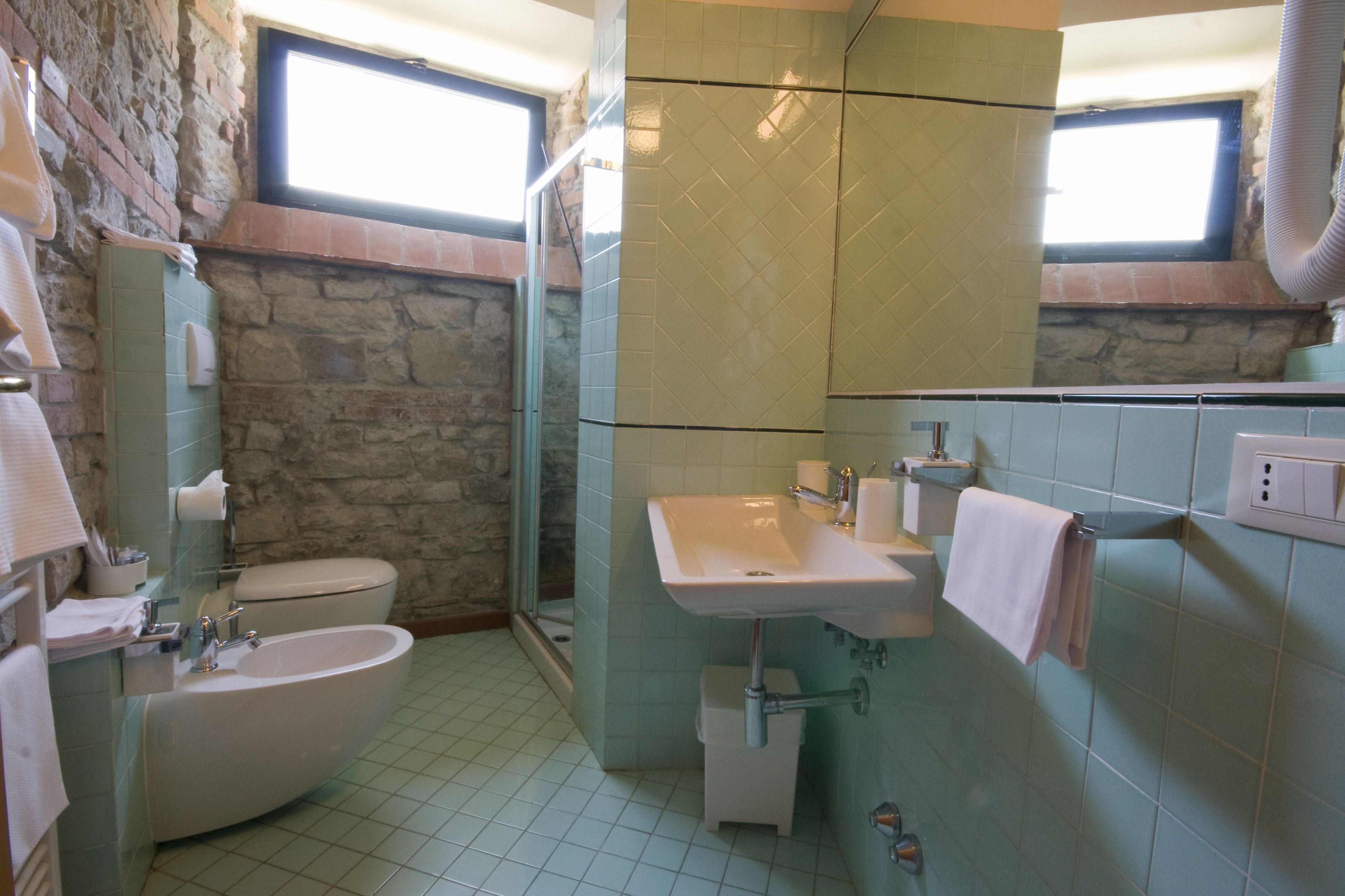 shower, free toiletries, hair dryer, bidet