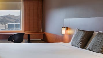 In-room safe, desk, laptop workspace, blackout curtains