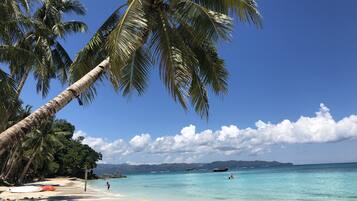 On the beach, white sand, beach bar