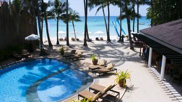 Outdoor pool, open 9:00 AM to 9:00 PM, sun loungers