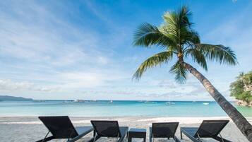 On the beach, white sand, beach bar