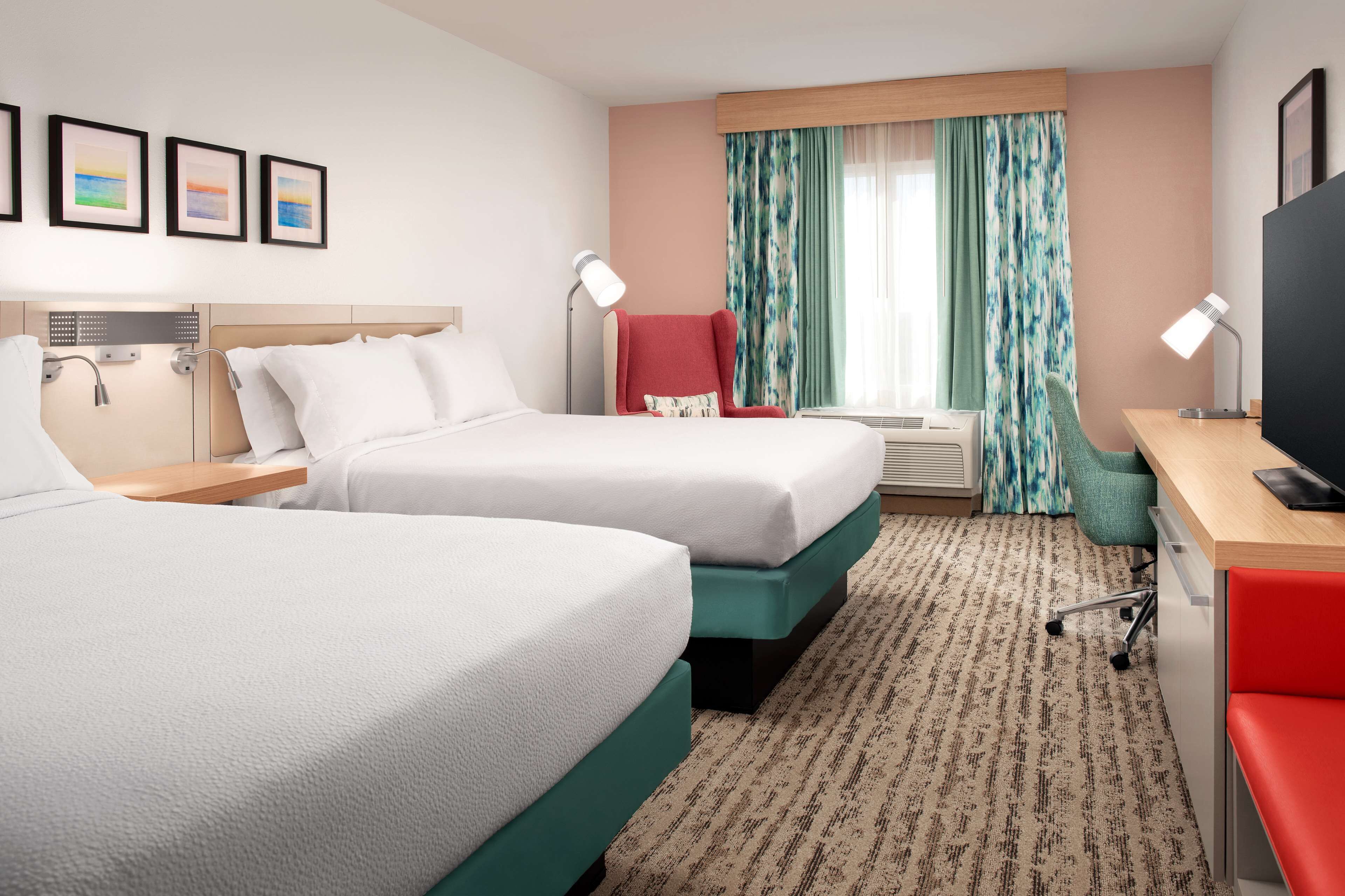 room, 2 queen beds | desk, laptop workspace, blackout curtains, iron/ironing board