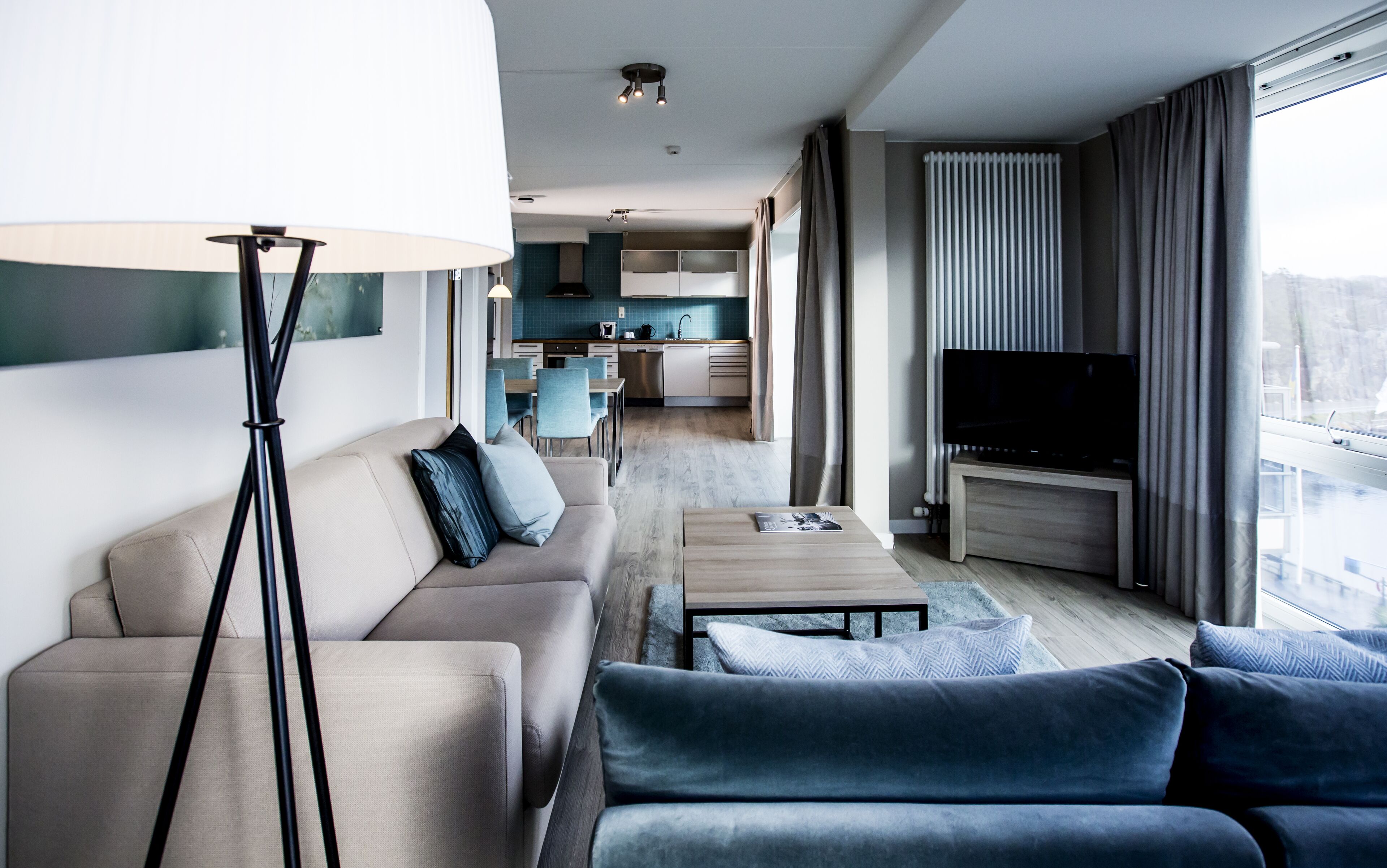 suite (front) | living area | 32-inch led tv with cable channels, tv