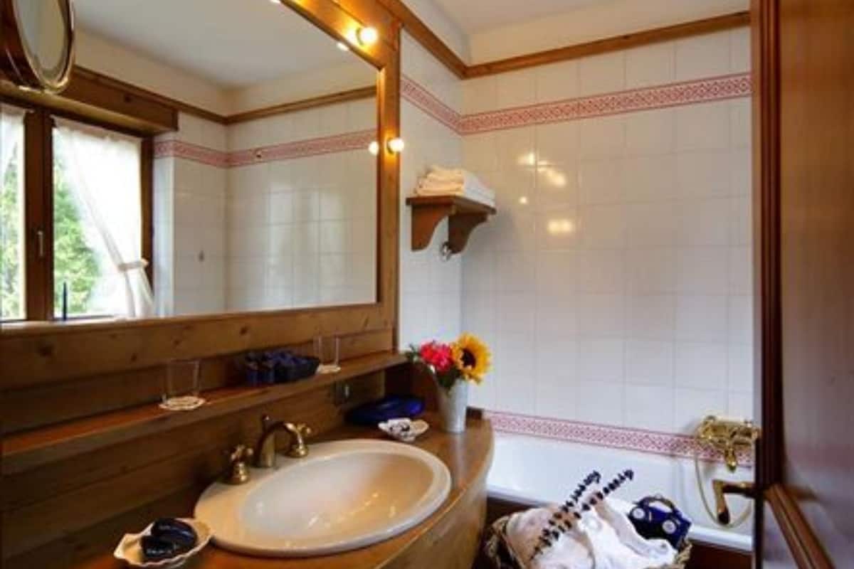 combined shower/bathtub, free toiletries, hair dryer, bathrobes