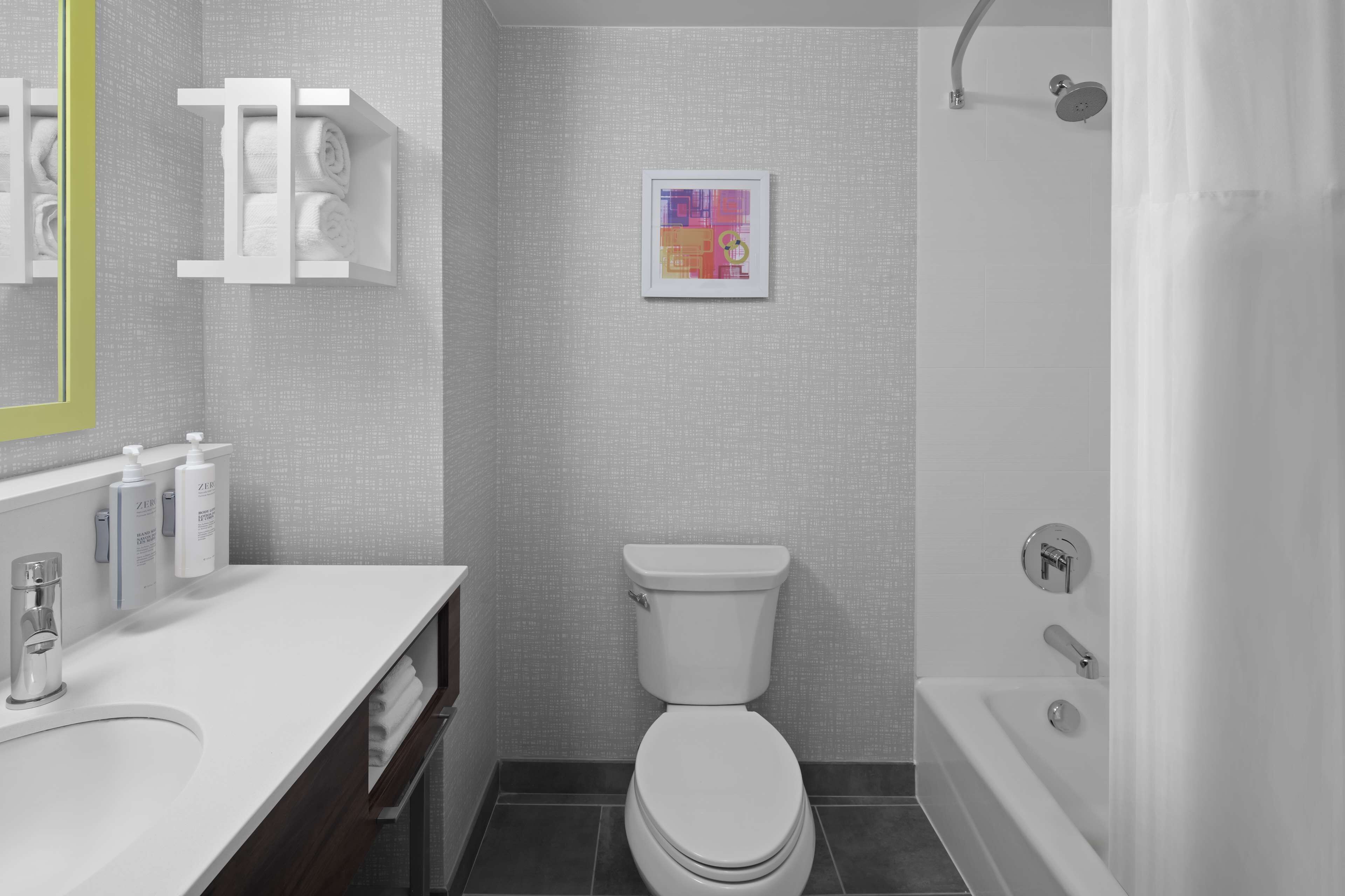 room, 2 queen beds, non smoking | bathroom | hair dryer, towels, soap, shampoo