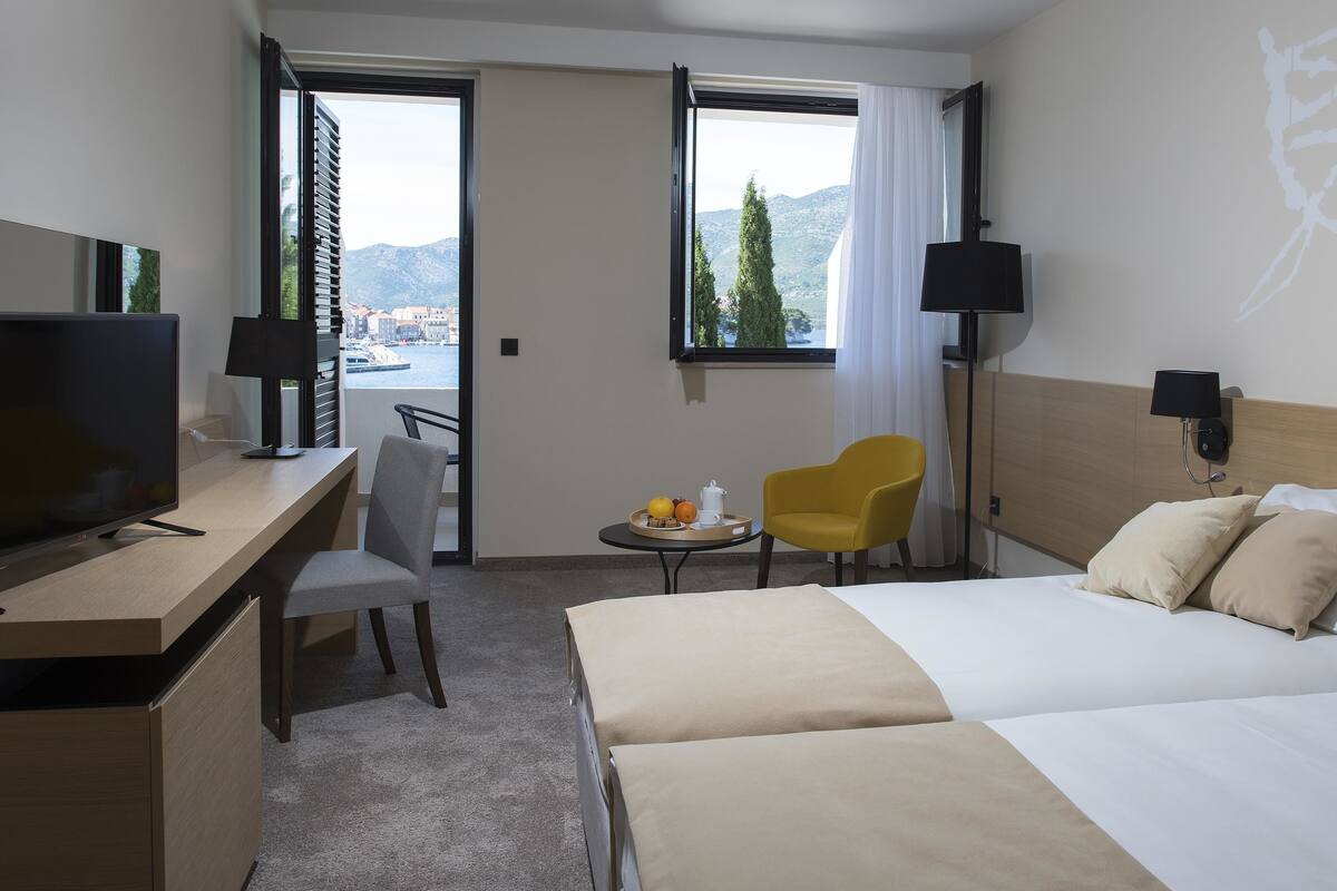 superior double room with seaside balcony | 1 bedroom, hypo-allergenic bedding, minibar, in-room safe