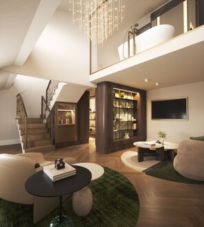 Deluxe Duplex Suite with Sea View | Premium-sengetøj, minibar, pengeskab på værelset