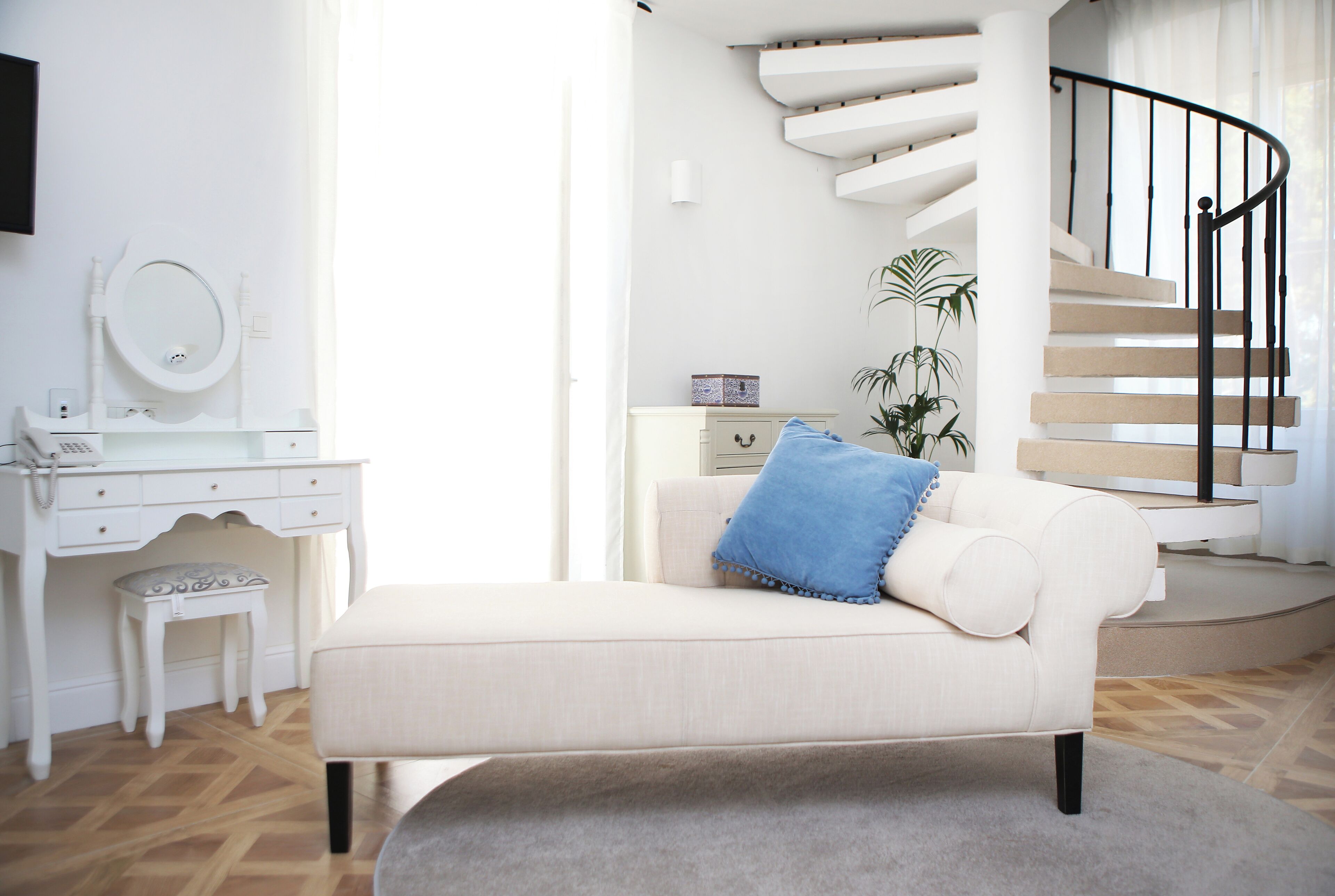 andreis luxury duplex suite with balcony | living area | 56-inch led tv with satellite channels, tv