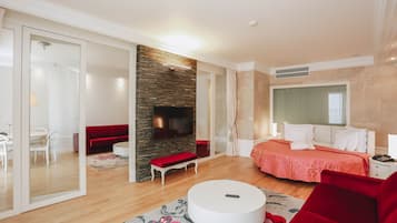 Studiosvit för familj | Sängtillbehör av högsta kvalitet och minibar