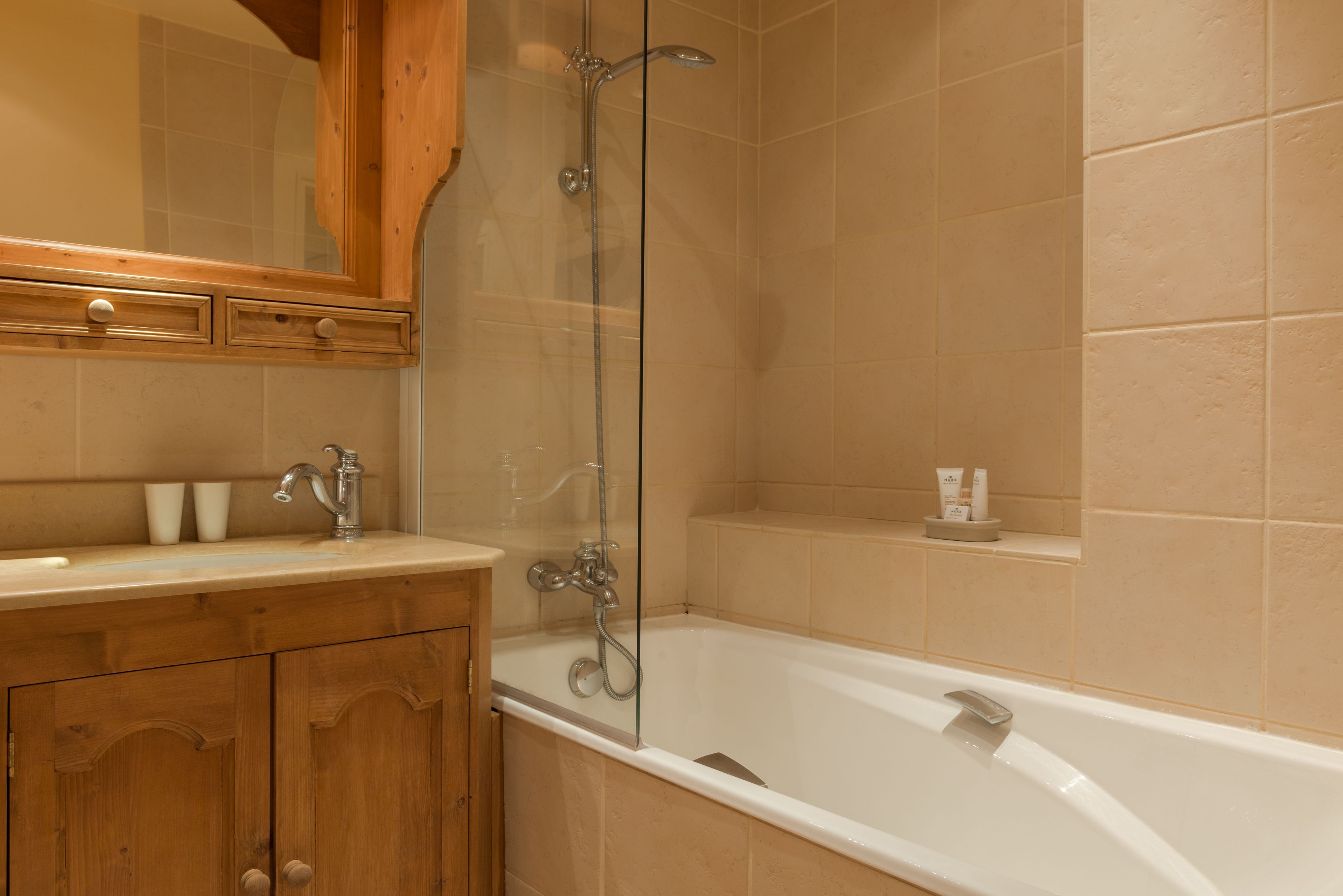 free toiletries, hair dryer, slippers, towels