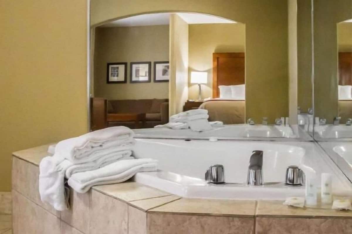 Bathroom | Combined shower/tub, free toiletries, hair dryer, towels