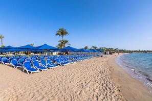 Private beach nearby, sun-loungers, beach umbrellas, snorkelling