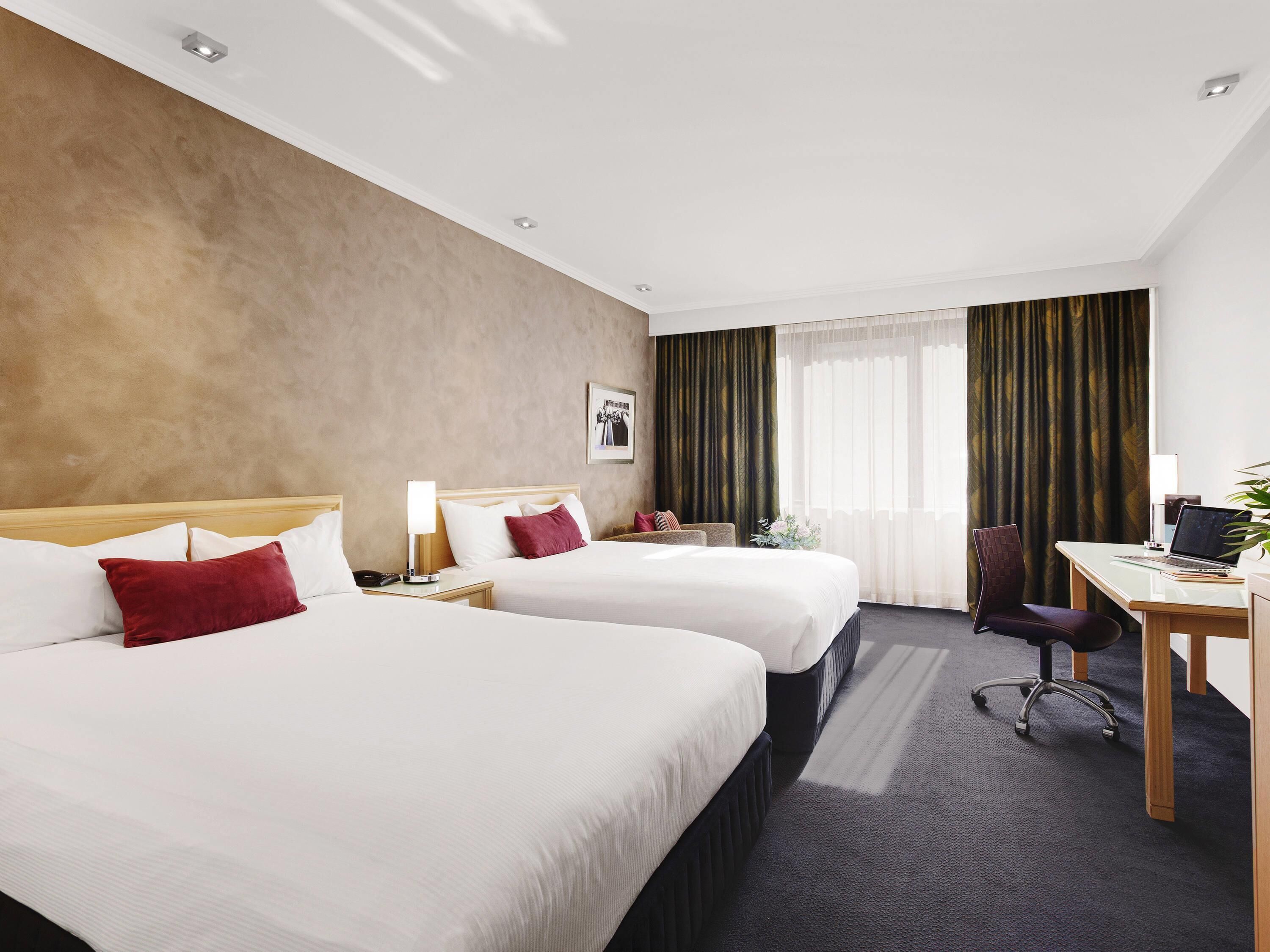 Premium Room, 2 Queen Beds | In-room safe, desk, laptop workspace, blackout drapes