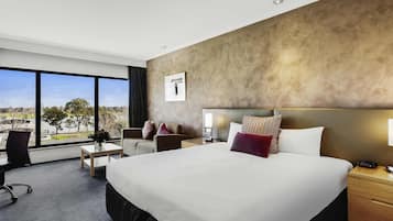 In-room safe, desk, laptop workspace, blackout curtains