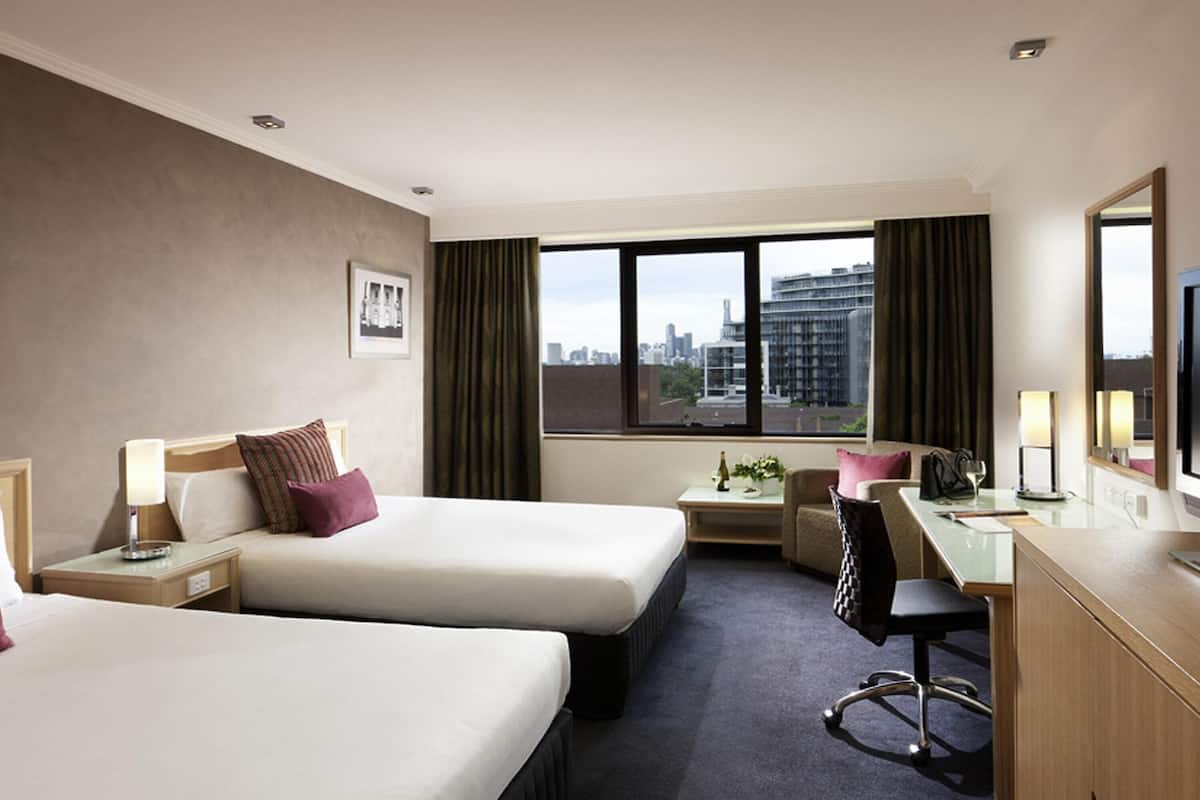 Premium Room, 2 Queen Beds | In-room safe, desk, laptop workspace, blackout drapes