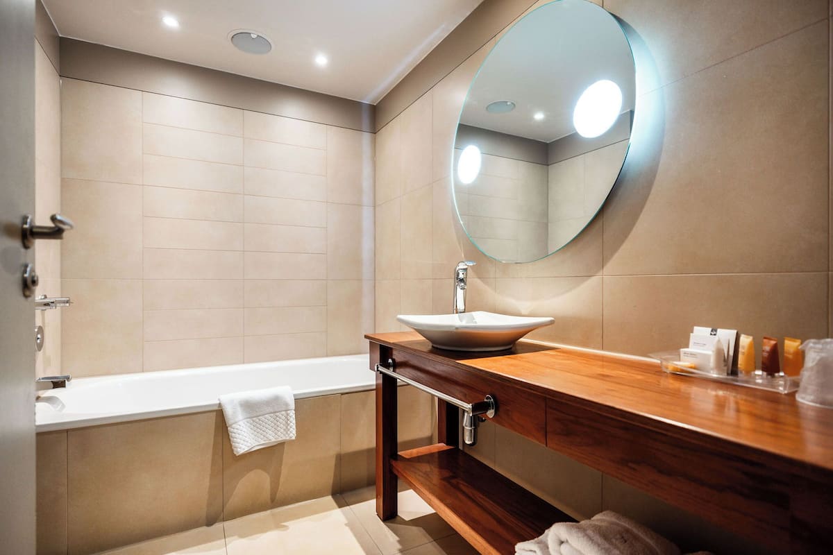 free toiletries, hair dryer, bathrobes, slippers