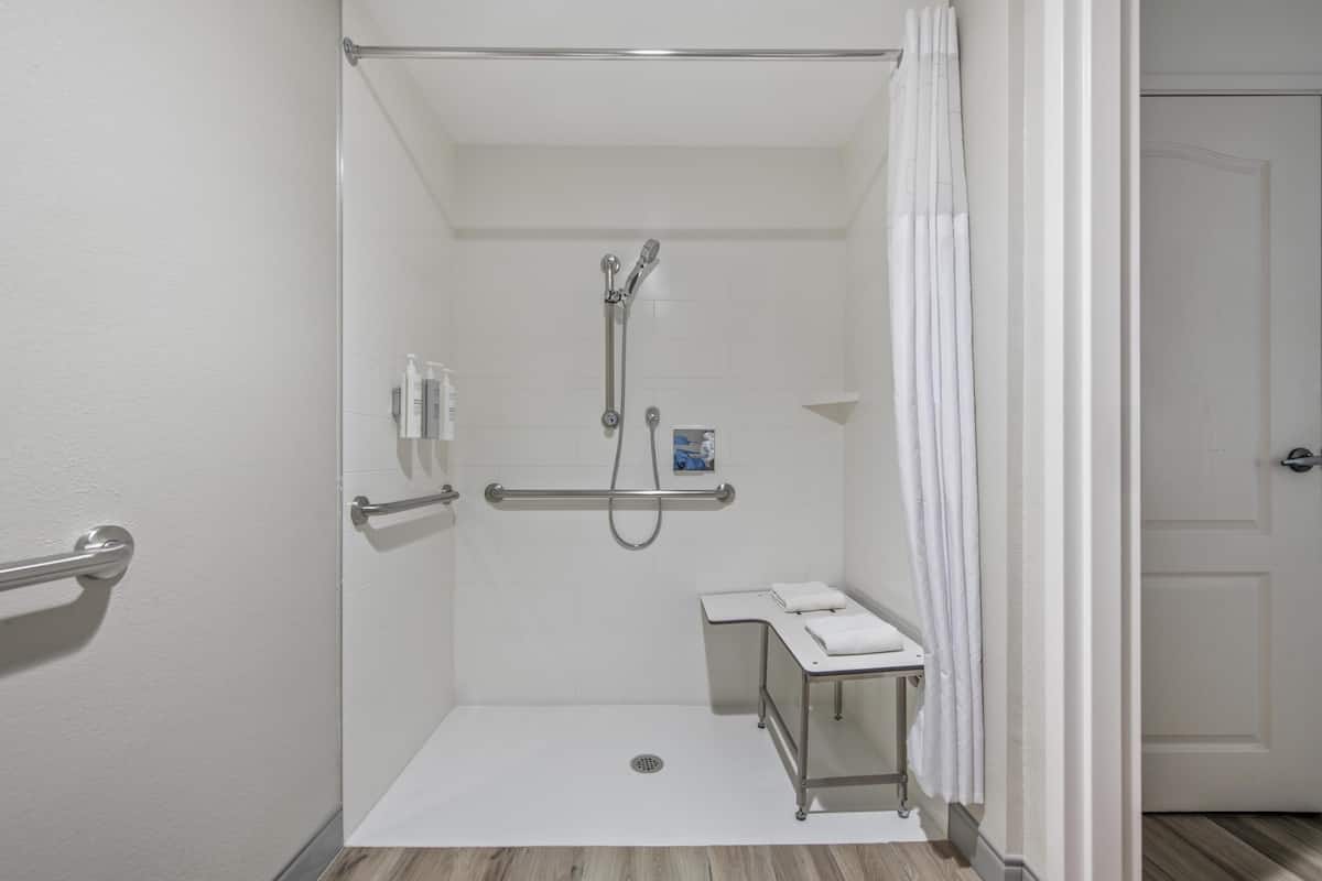 Room, 1 King Bed, Accessible, Non Smoking (Roll-in Shower) | Bathroom shower