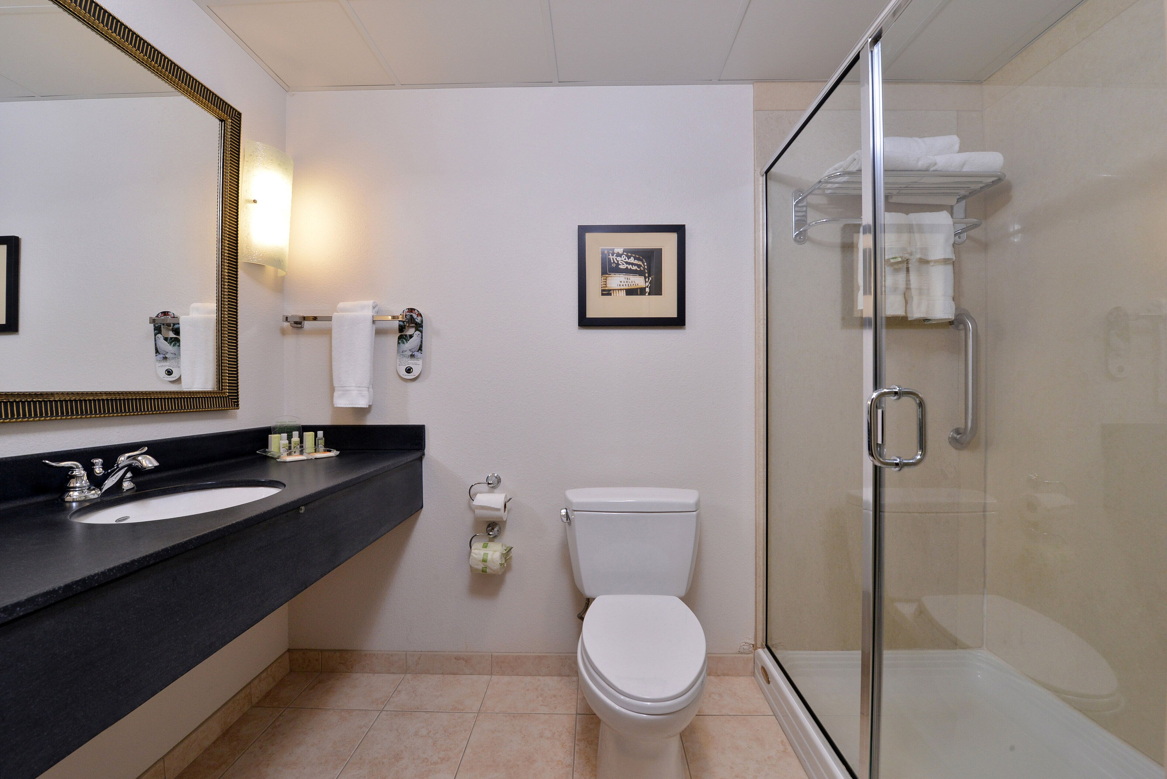 free toiletries, hair dryer, towels