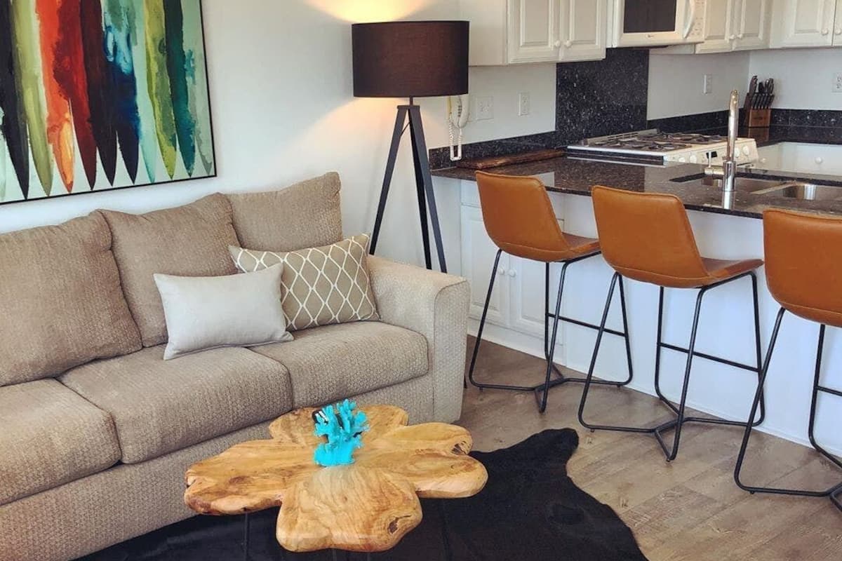 Cabana Suite (Pet-Friendly) | Living room | Smart TV, fireplace, Netflix, Hulu