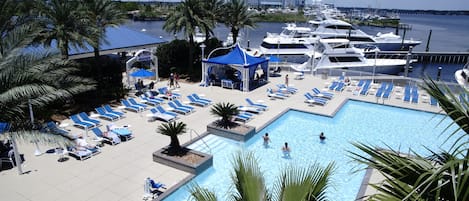 Outdoor pool, open 8:00 AM to 10:00 PM, cabanas (surcharge)