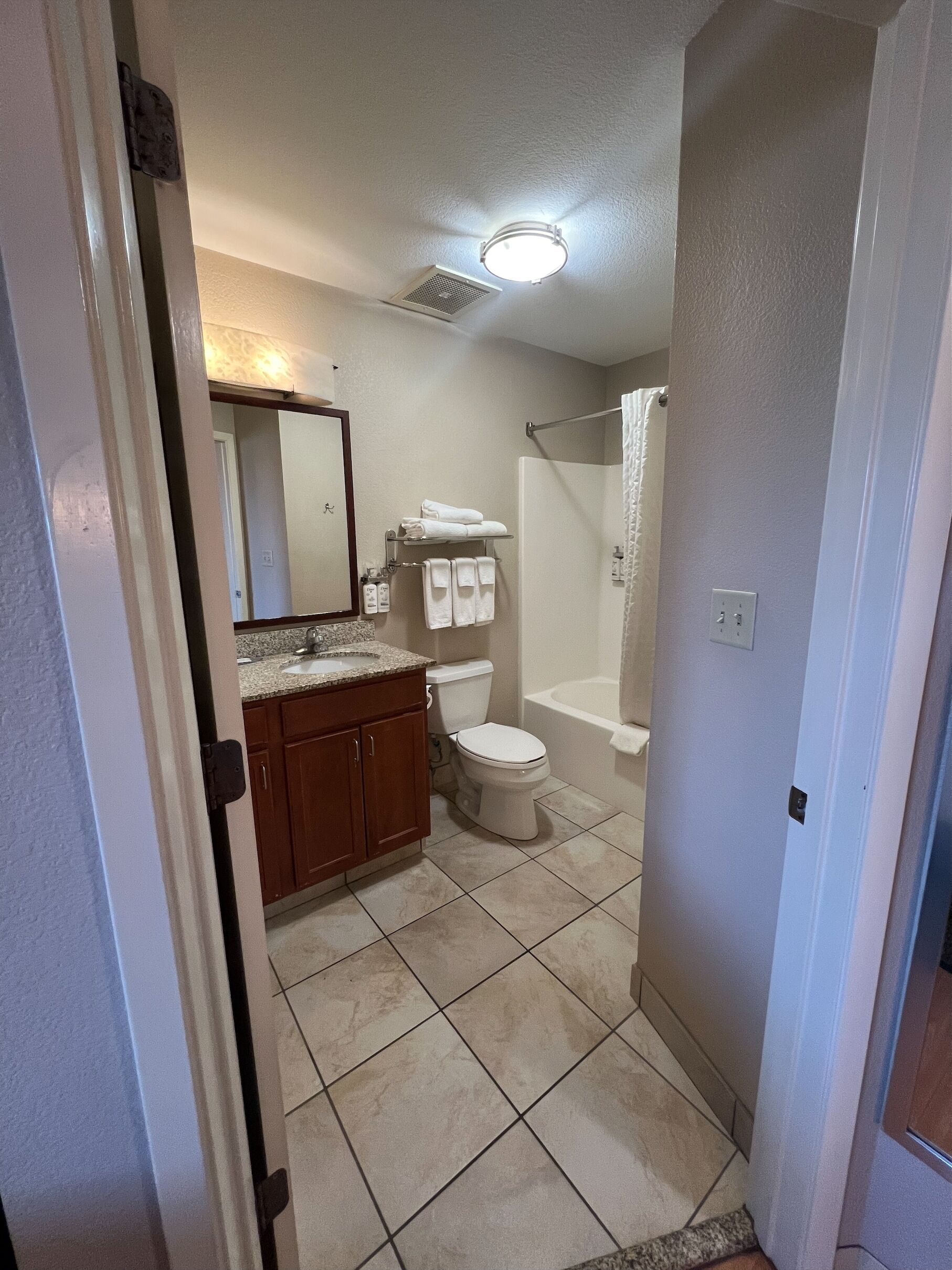 suite, 1 bedroom (1 queen bed) | bathroom | shower, hair dryer, towels
