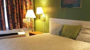 Desk, free WiFi, bed sheets