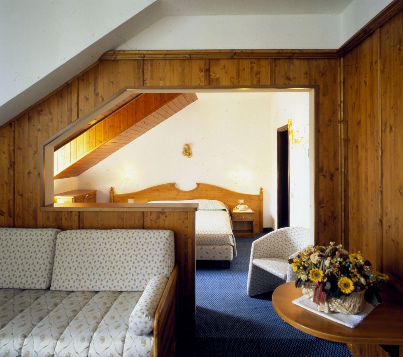 superior quadruple room, mountain view | living room | tv