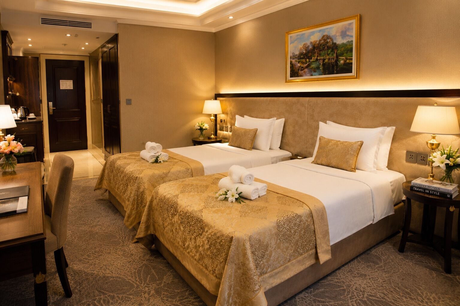 Premium bedding, memory foam beds, minibar, in-room safe