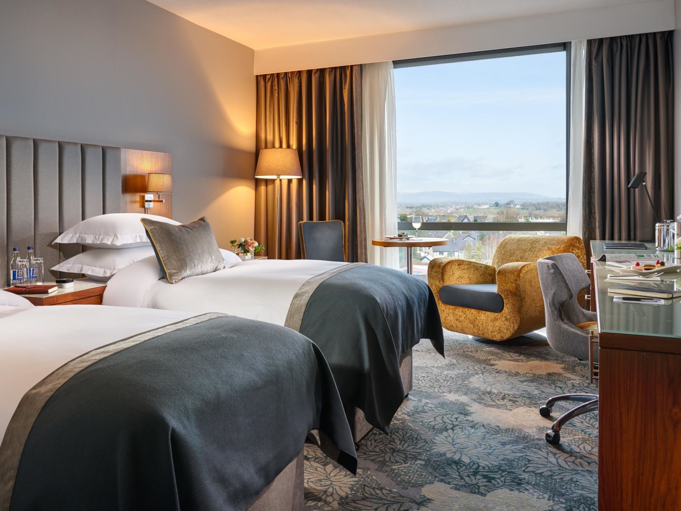 hypo-allergenic bedding, in-room safe, desk, blackout curtains